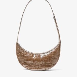 Michael Kors Avra Medium Croc-Embossed Tan Shoulder/Crossbody Bag